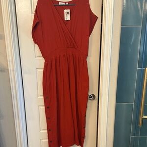 Deep Orange gauze type dress.